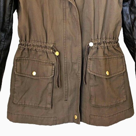 H&M DIVIDED Women's Raglan Jacket Black & Green High Collar Zip-Up Fall … - Picture 5 of 9